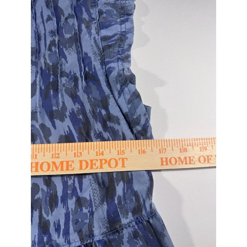 Anthropologie Blue Leopard Print Ruffle Tiered Mini Dress Sleeveless Small - Picture 6 of 6